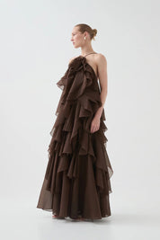 Aje Pandora Layered Maxi Dress Carob Dress 