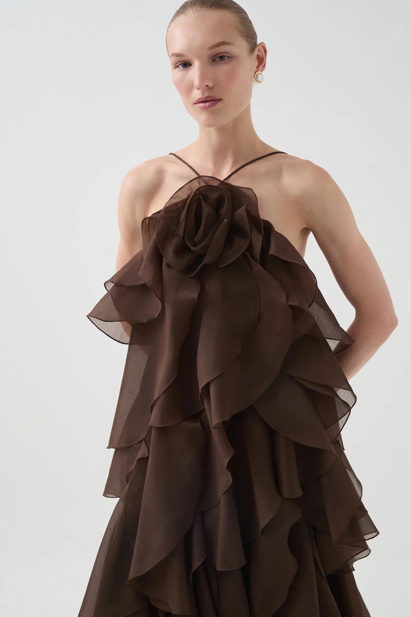 Aje Pandora Layered Maxi Dress Carob Dress 