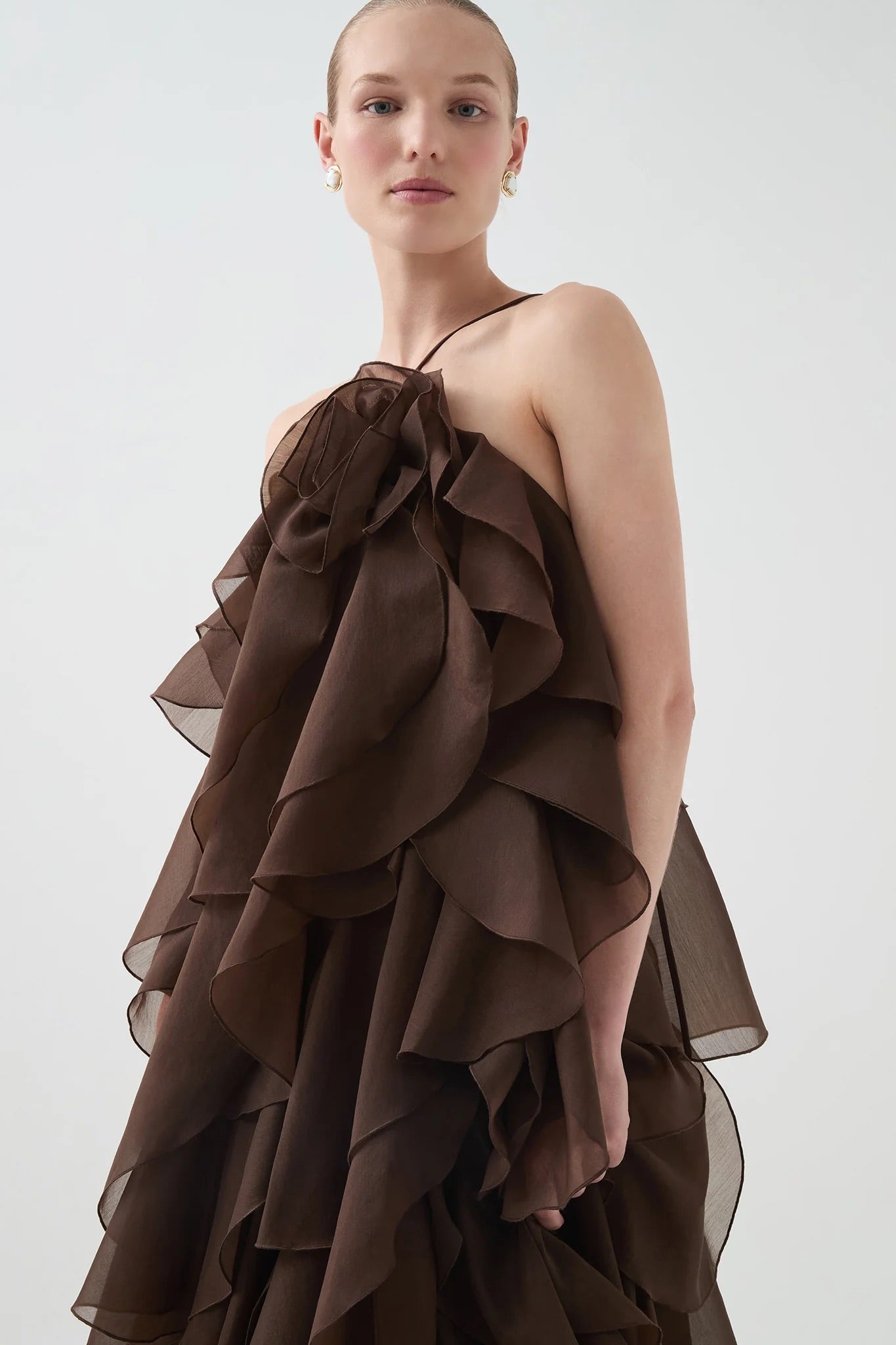 Aje Pandora Layered Maxi Dress Carob Dress 
