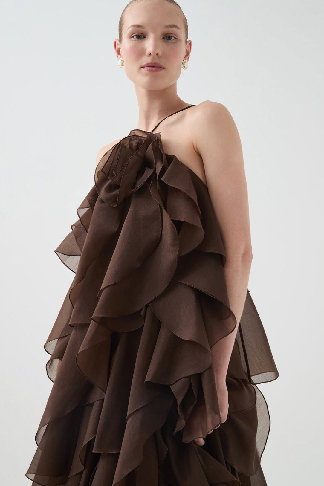 Aje Pandora Layered Maxi Dress Carob Dress 