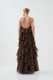 Aje Pandora Layered Maxi Dress Carob Dress 