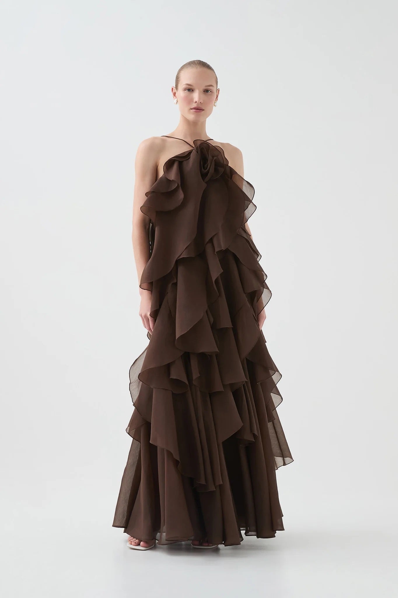 Aje Pandora Layered Maxi Dress Carob Dress 