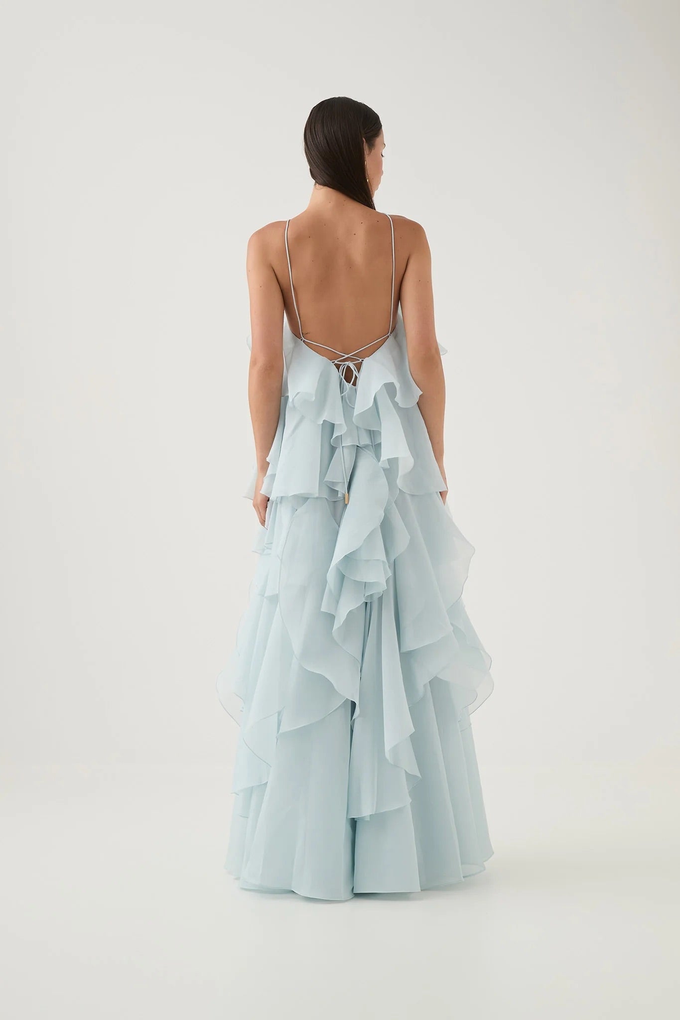 Aje Pandora Layered Maxi Silver Blue Dress 