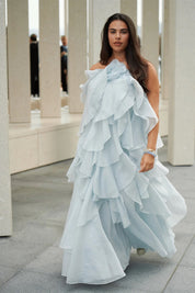 Aje Pandora Layered Maxi Silver Blue Dress 