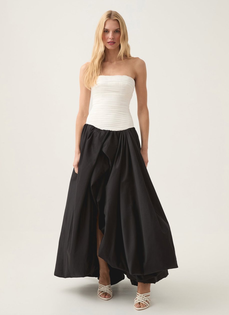 Aje Violette Bubble Hem Maxi Dress Ivory/Black Dress 