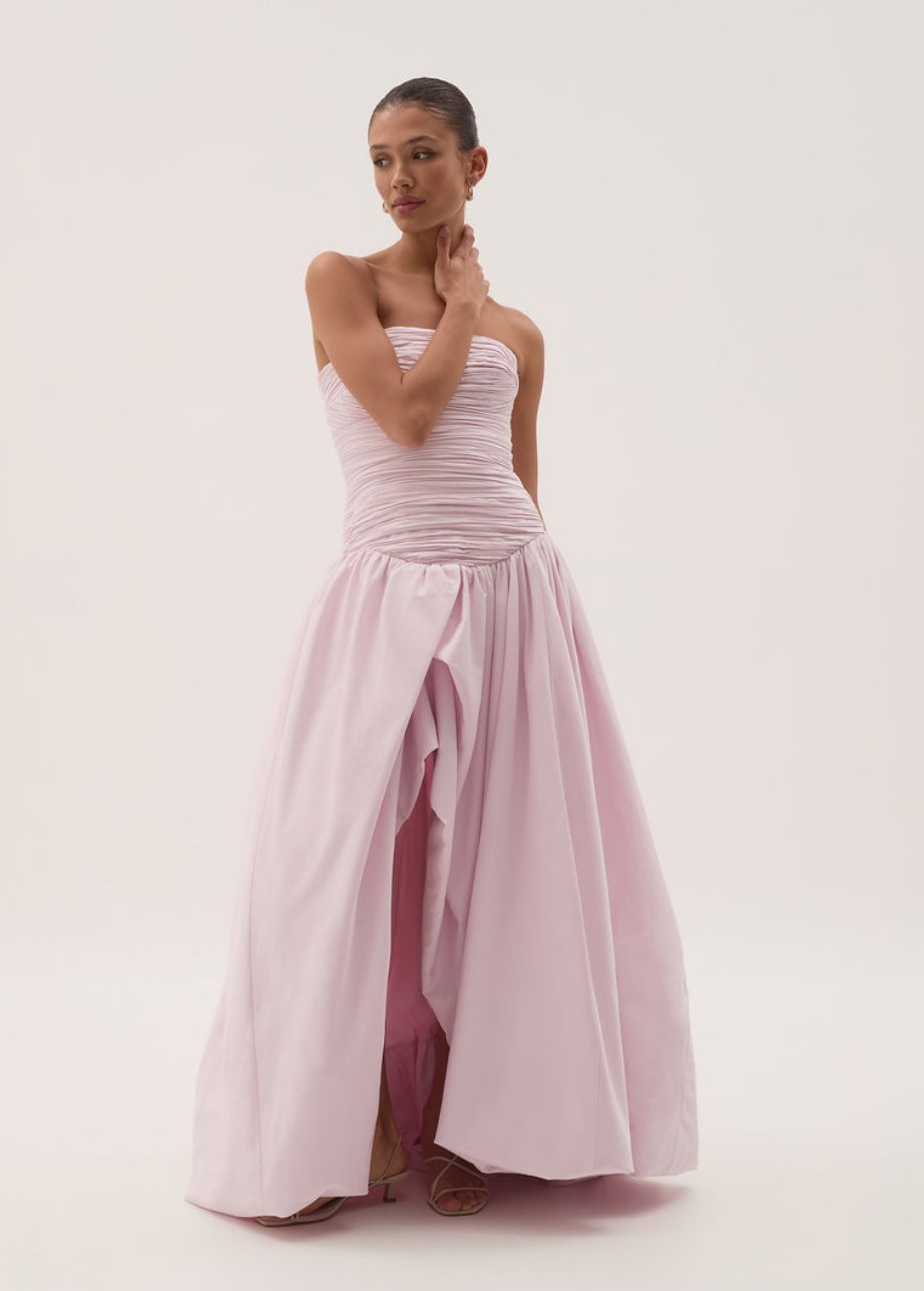 Aje Violette Bubble Hem Maxi Dress Pastel Pink Dress 