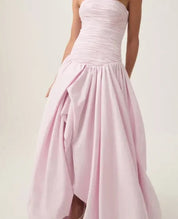 Aje Violette Bubble Hem Maxi Dress Pastel Pink Dress 