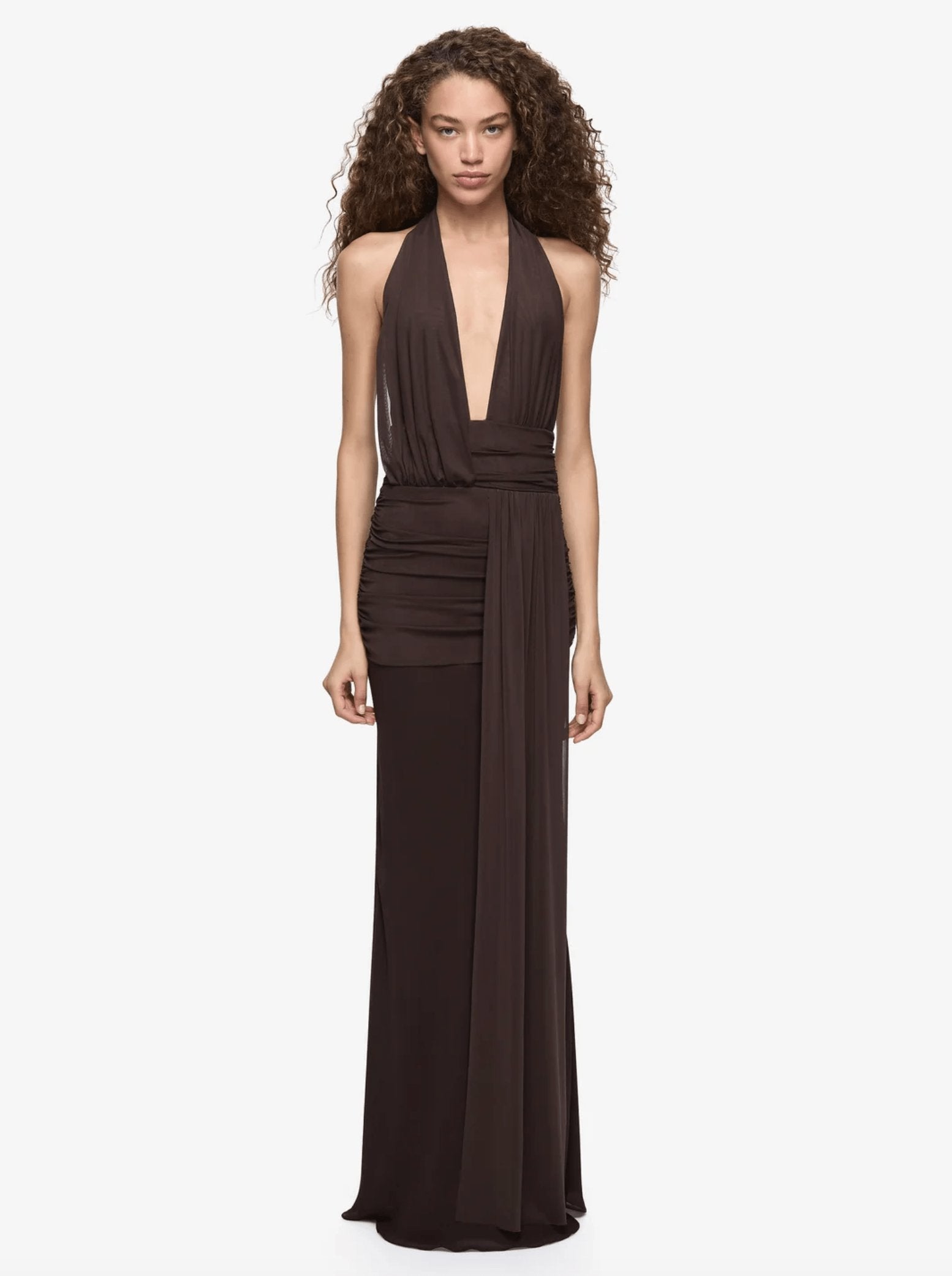 Bec & Bridge Cassis Drape Maxi Choc Dress 