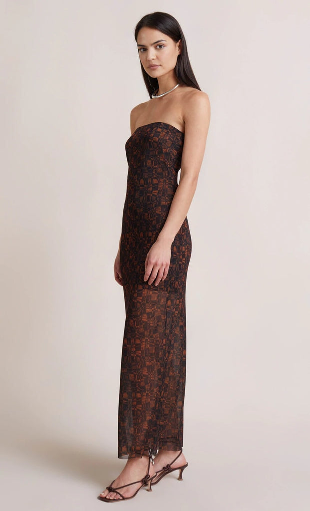 Bec & Bridge Checkmate Strapless Maxi Dress 