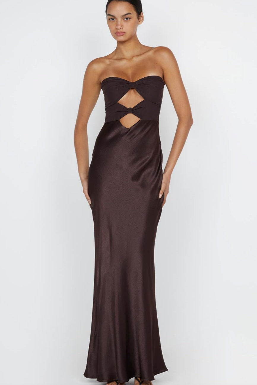 Bec & Bridge Halle Strapless Dress Chocolate 