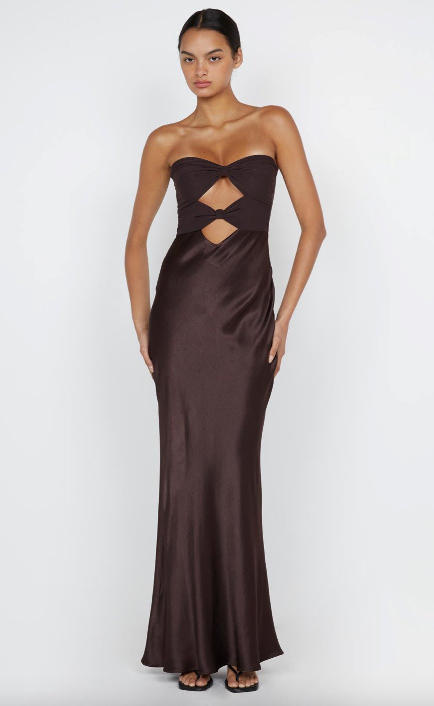 Bec & Bridge Halle Strapless Dress Chocolate 