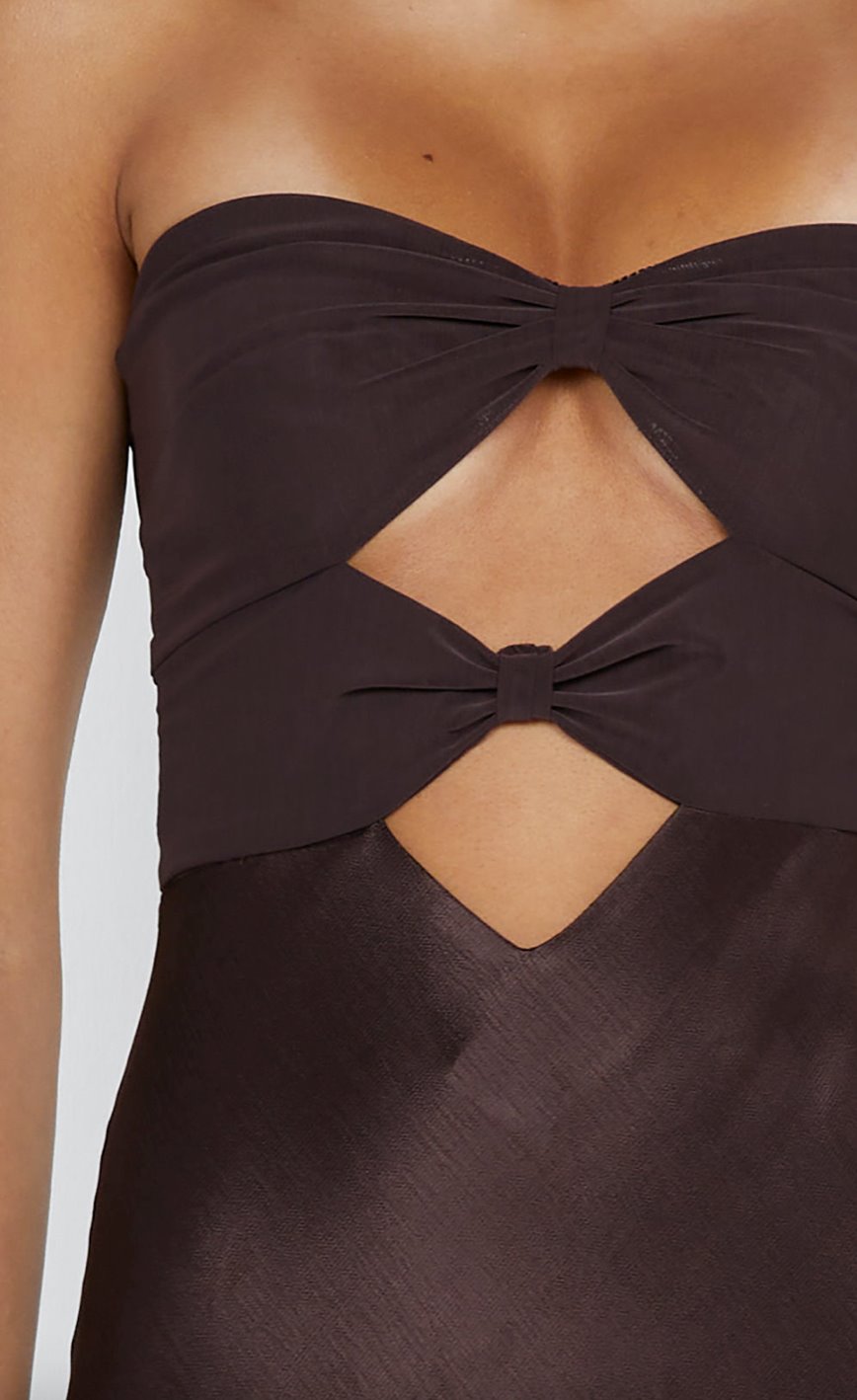 Bec & Bridge Halle Strapless Dress Chocolate 