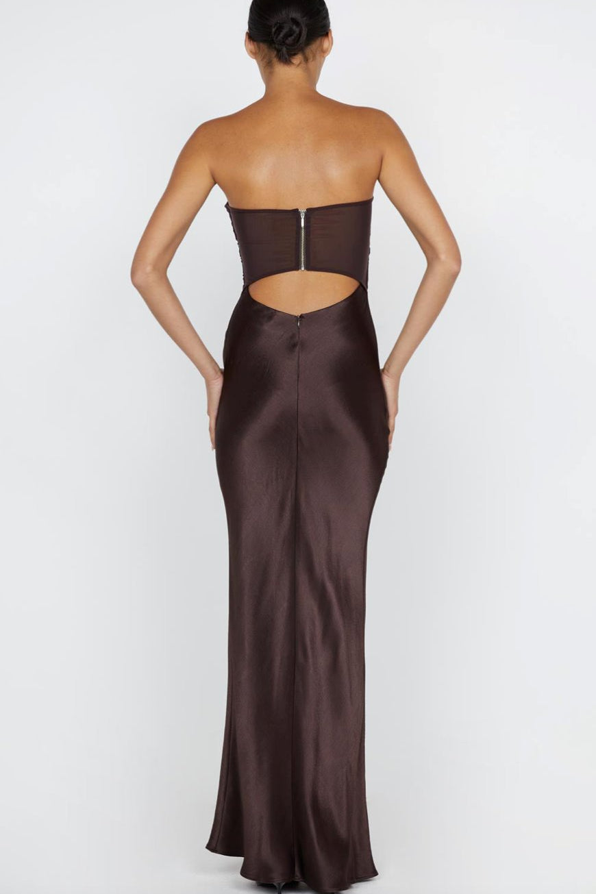 Bec & Bridge Halle Strapless Dress Chocolate 