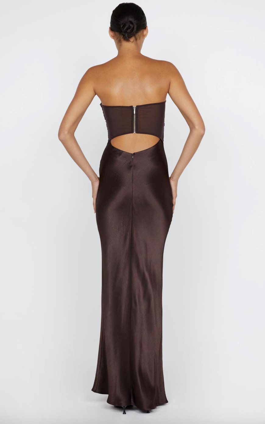 Bec & Bridge Halle Strapless Dress Chocolate 