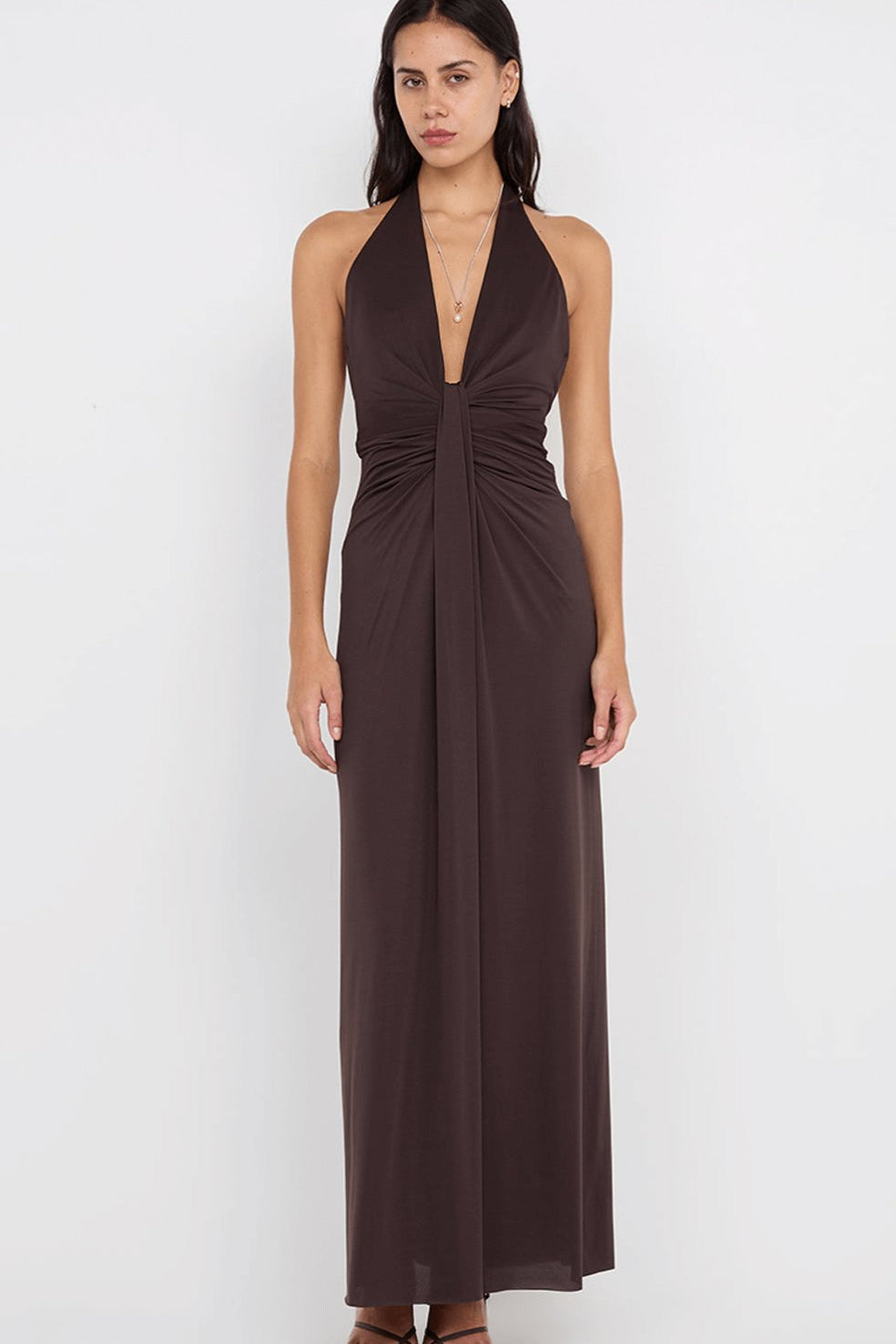 Bec & Bridge Tillie Drape Maxi Dress Choc Dress 