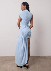 De La Vali Ravenna Mini Dress in Sky Blue Jersey Dress 