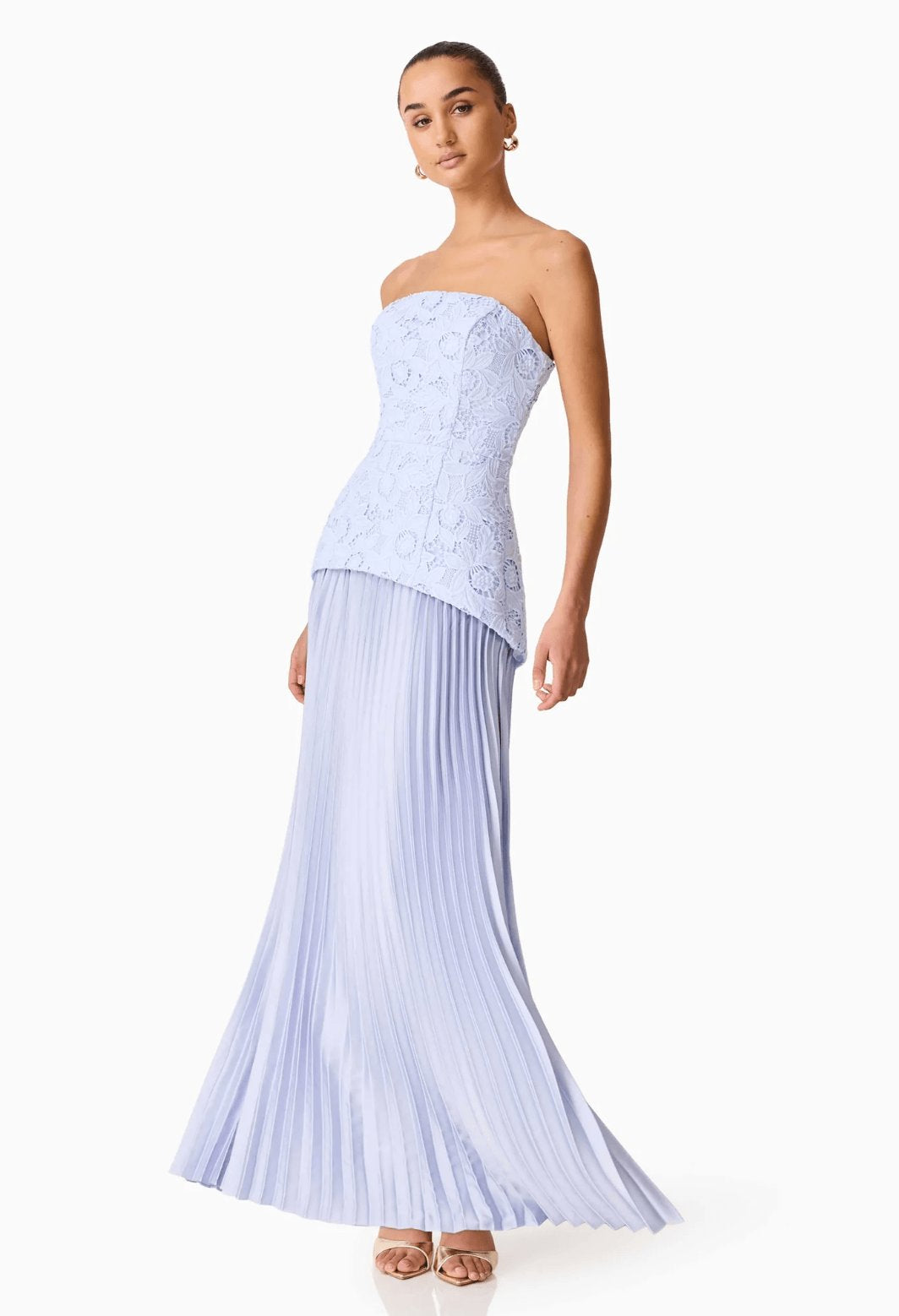 Elliat Lacy Strapless Gown in Powder Blue Dress 