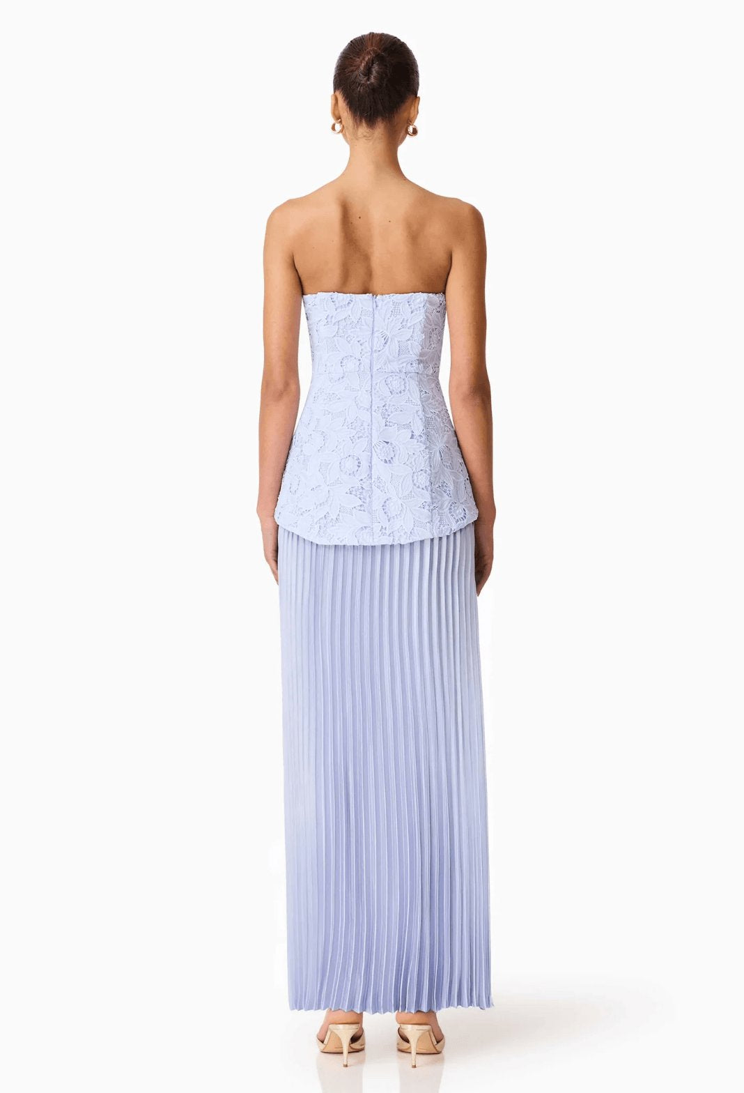 Elliat Lacy Strapless Gown in Powder Blue Dress 