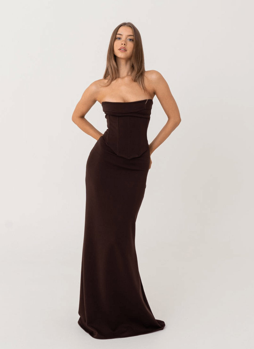 Hntr The Label Louie Gown Brown Set 