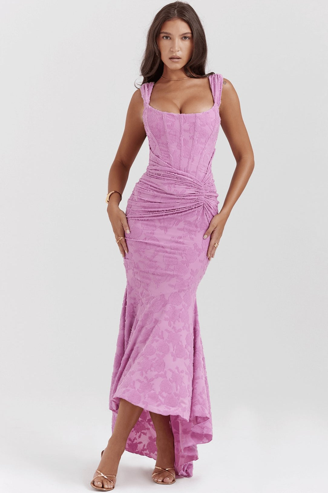 House of CB Cesca Rose Pink Maxi Floral Dress Dress 