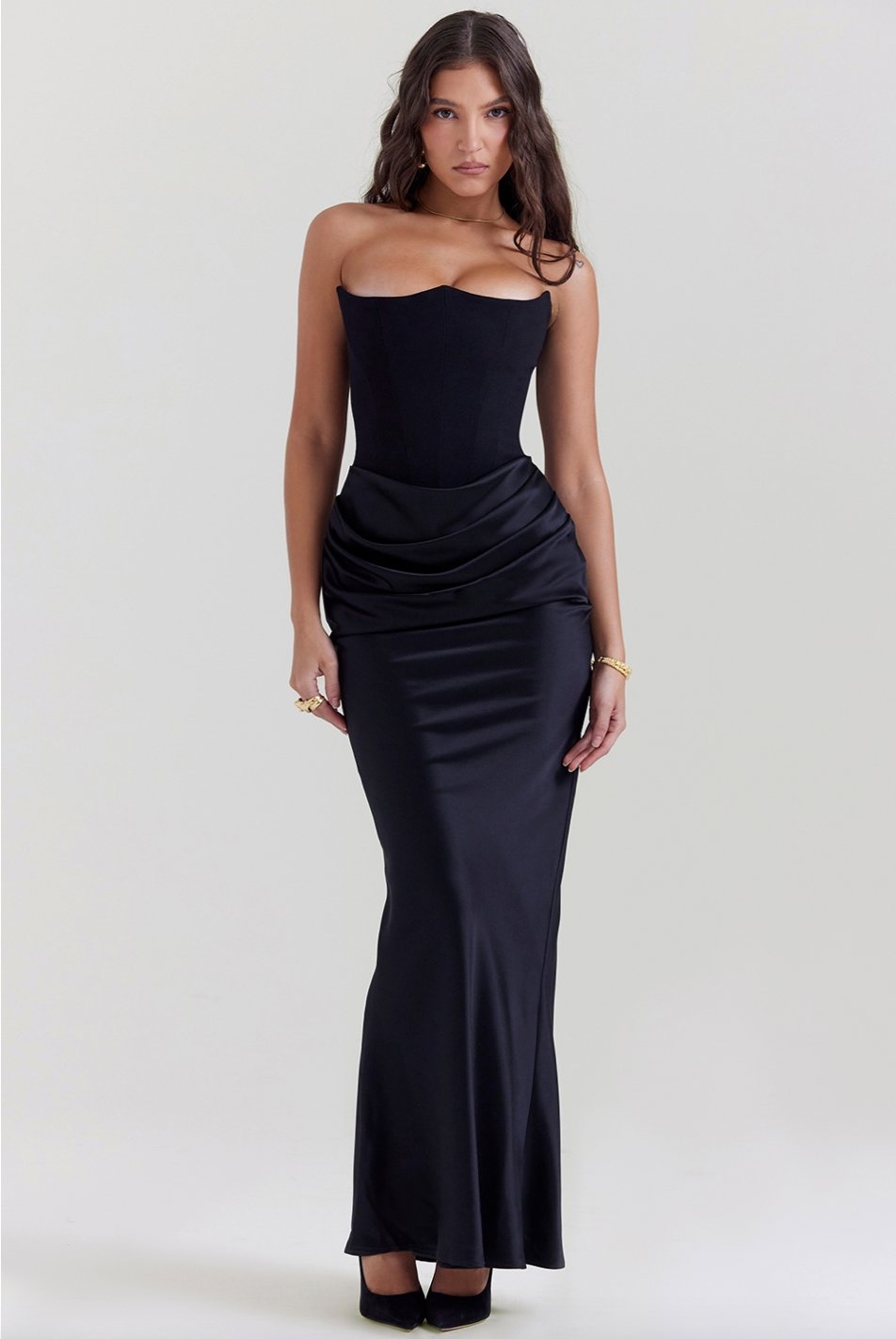 House of CB Persephone Black Strapless Corset Dress Dress 
