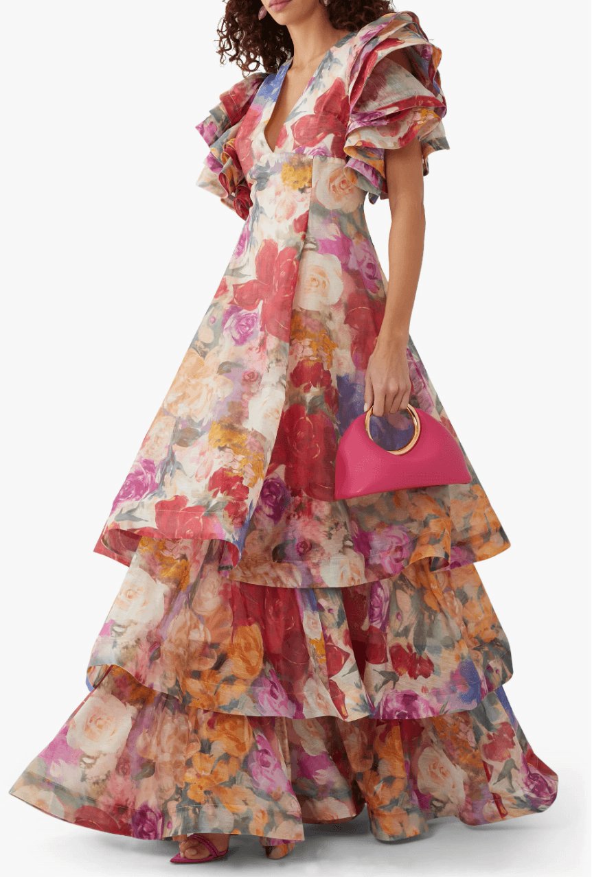 Leo Lin Federica Ruffle Gown Dress 