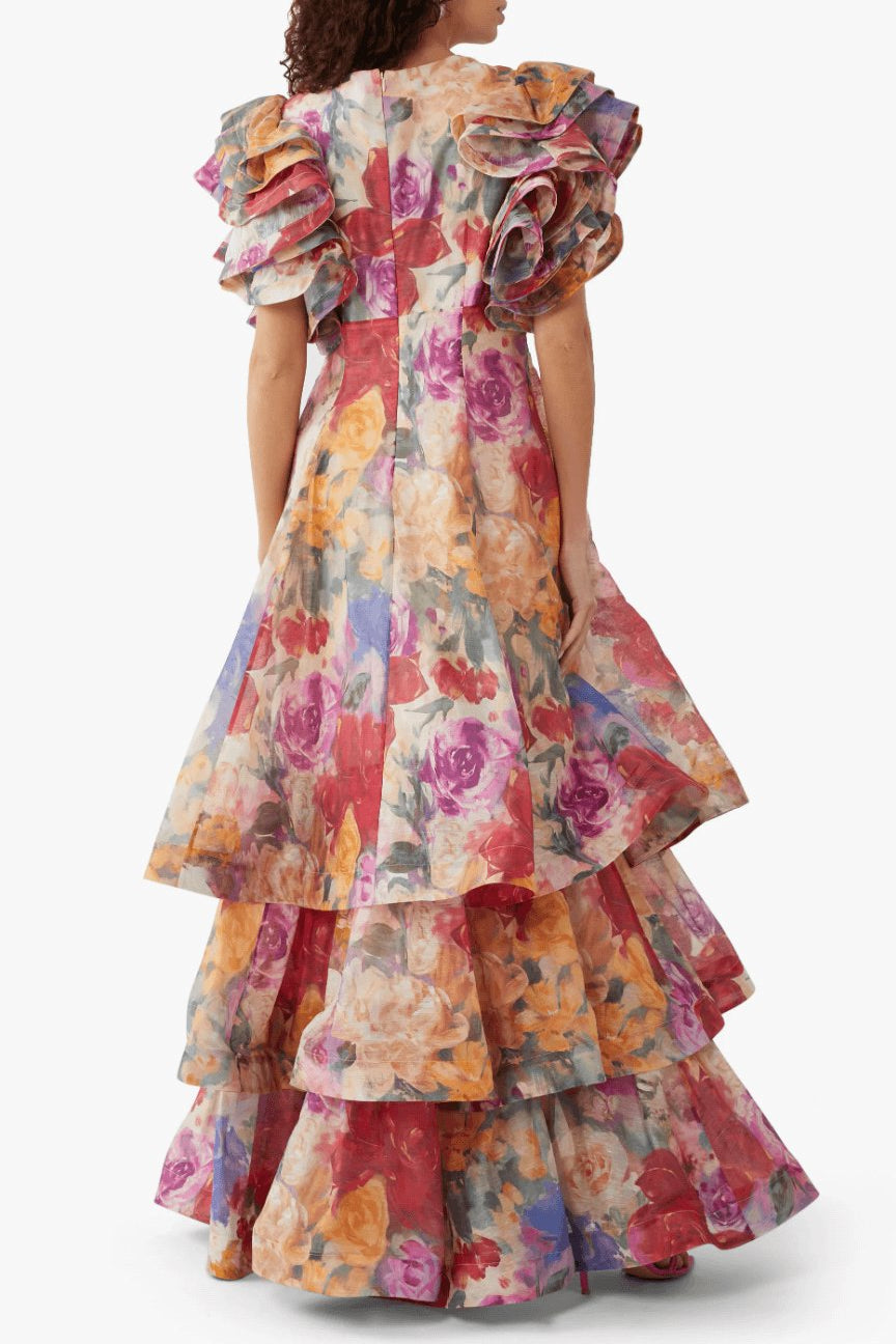 Leo Lin Federica Ruffle Gown Dress 