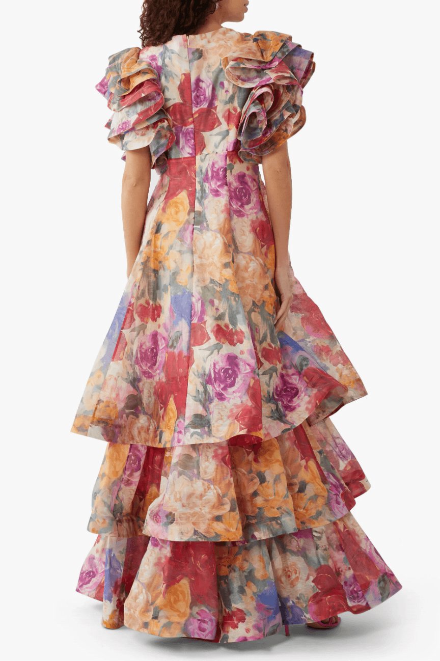 Leo Lin Federica Ruffle Gown Dress 