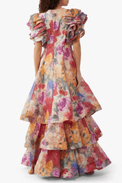 Leo Lin Federica Ruffle Gown Dress 
