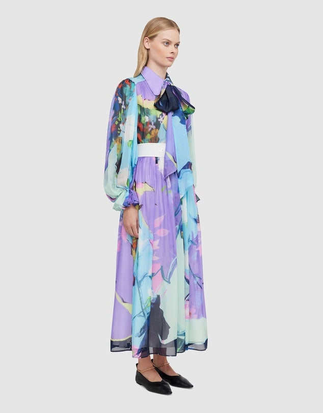 Leo Lin Illusory Silk Midi Dress 