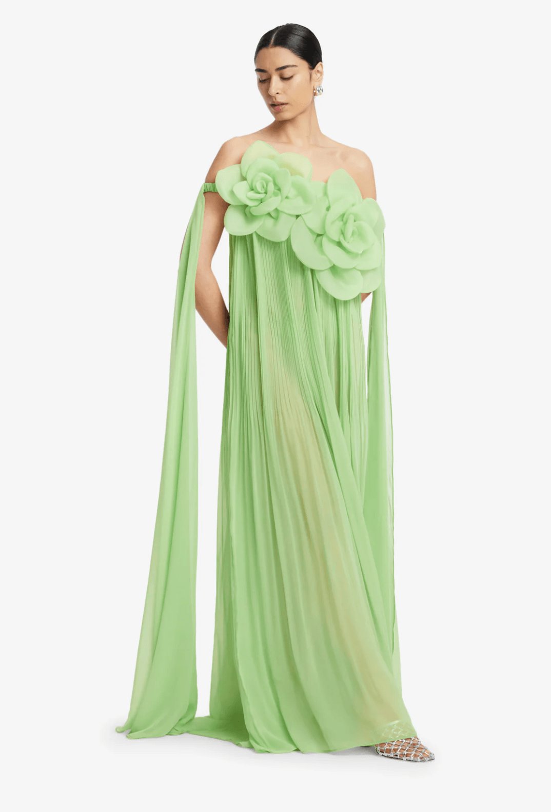 Leo Lin Jaclyn Draped Floor Length Dress Juniper Green Dress 