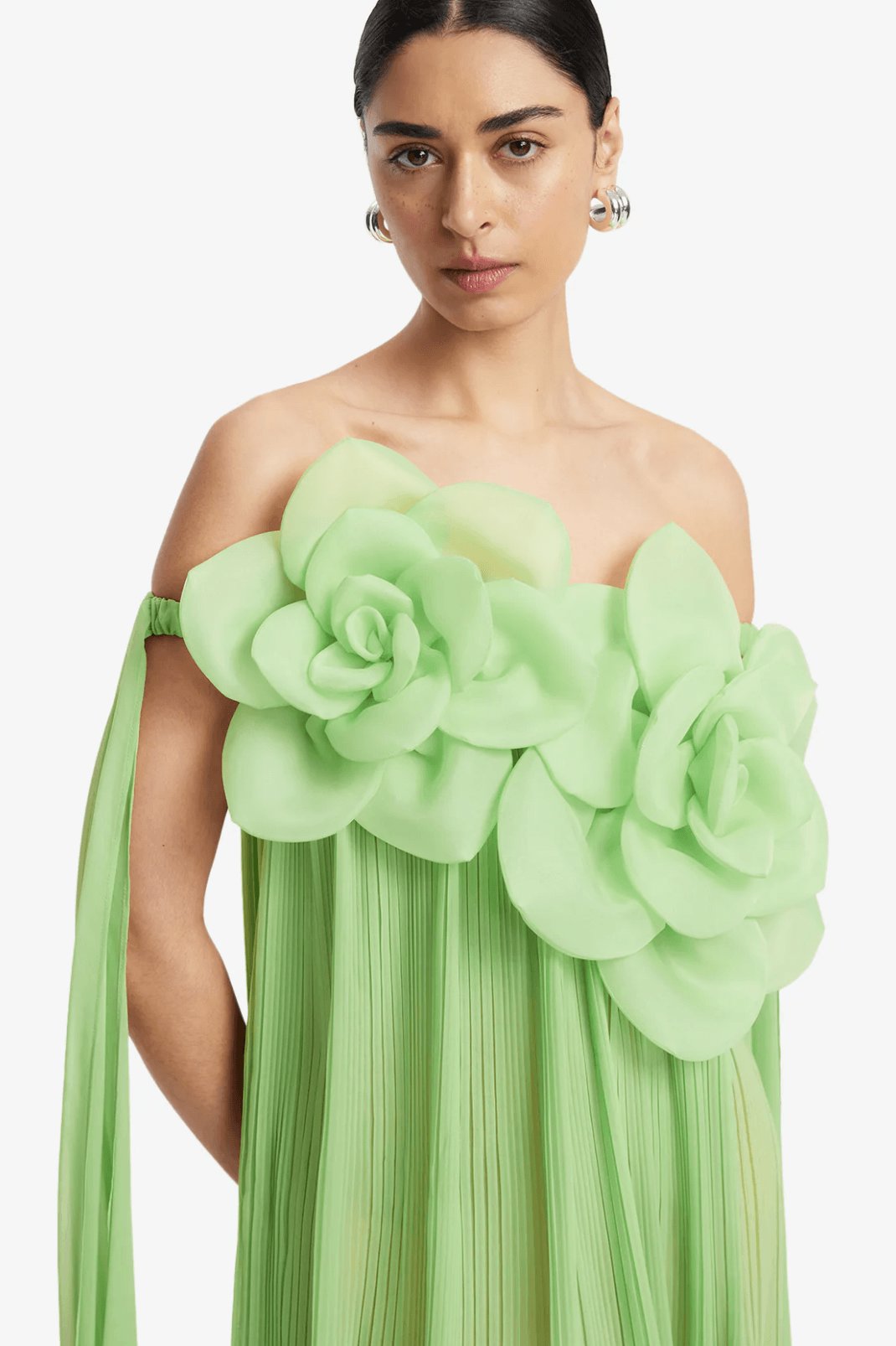 Leo Lin Jaclyn Draped Floor Length Dress Juniper Green Dress 
