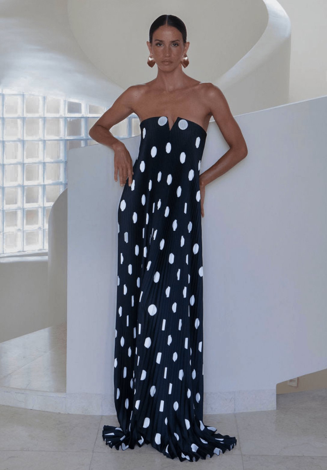 L'idee Black Tie Gown - Polka Noir Dress 