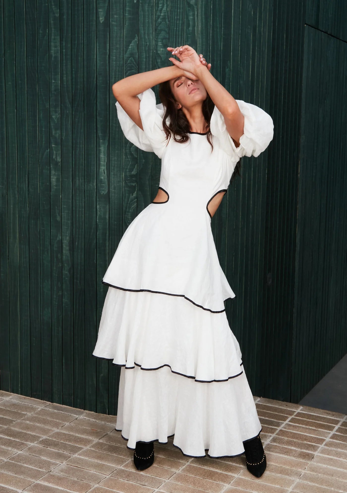 Mackenzie Mode Puff Sleeve Maxi Dress White 
