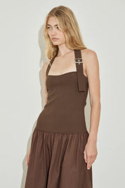 Maison Essentiele Buckle Dress Chocolate Dress 