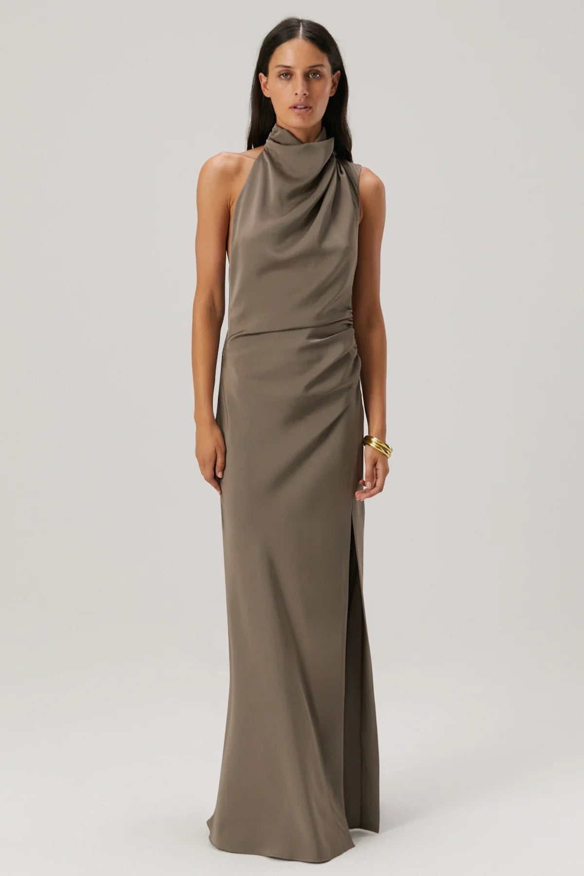 Misha Constantina Satin Gown Grey 