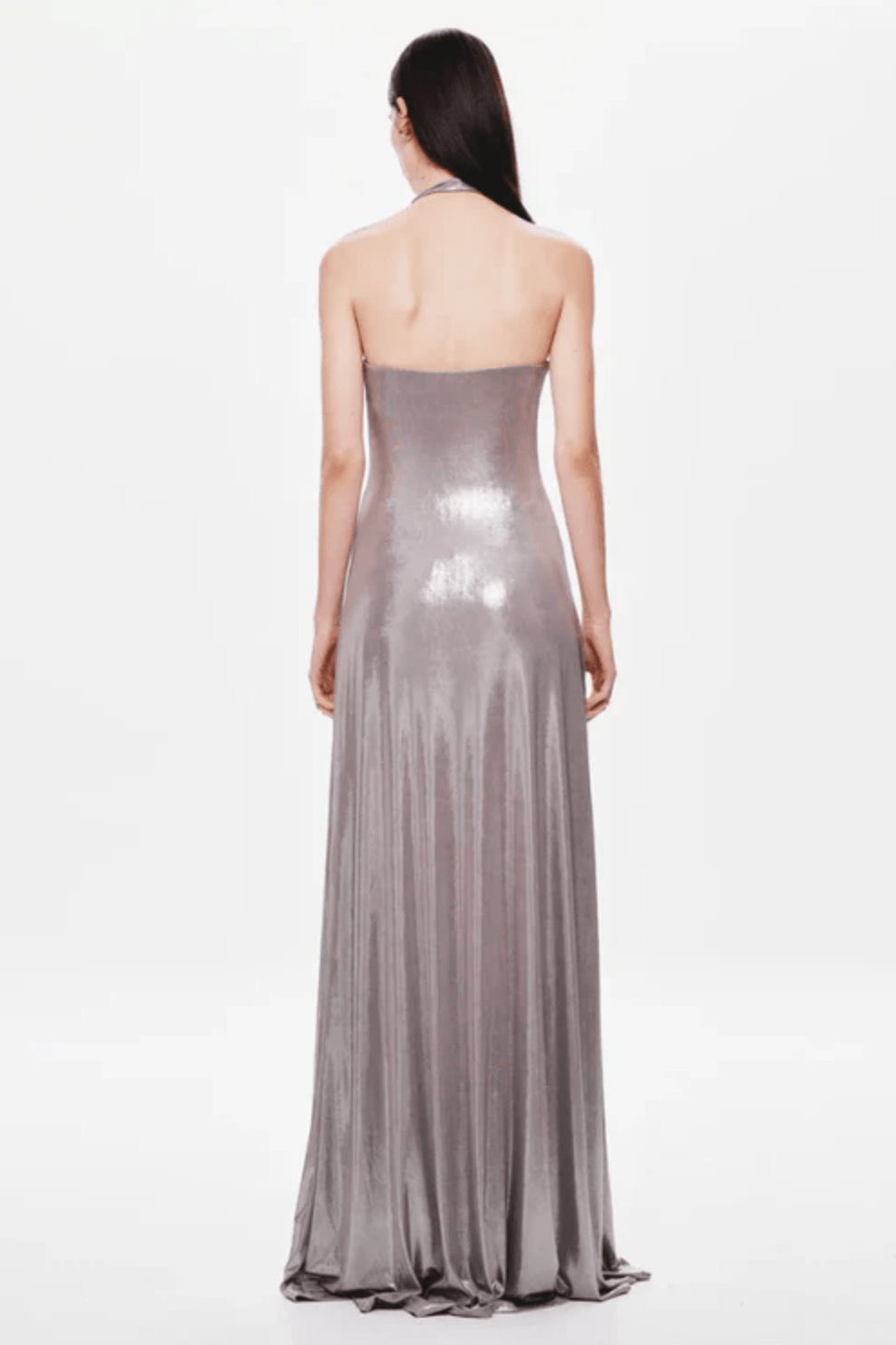 Misha Jennifer Foil Jersey Cinder Dress 