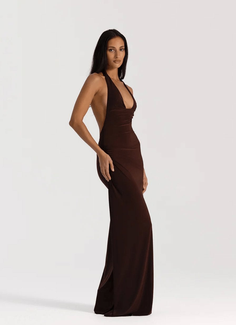 Natalie Rolt Mariela Gown Espresso Dress 
