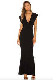 Norma Kamali V Neck Rectangle Gown Dress 