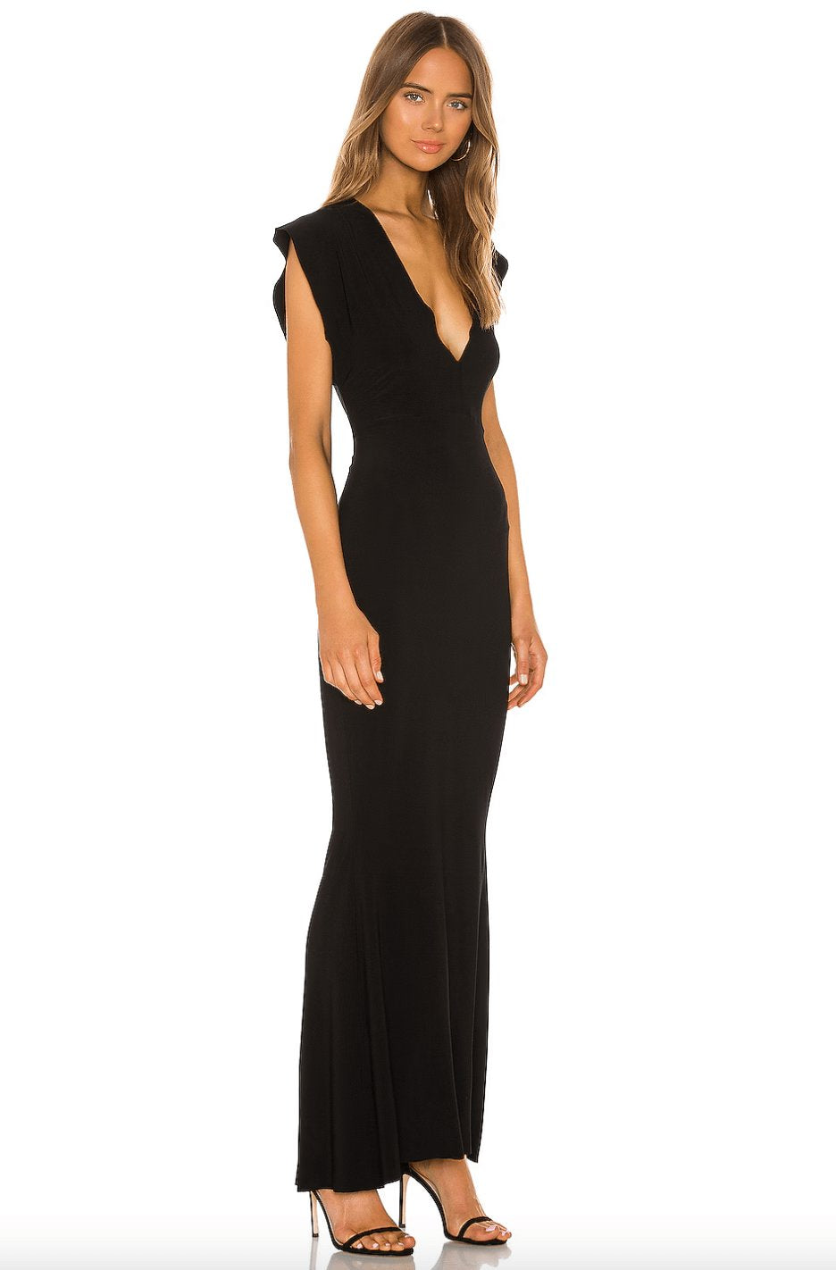 Norma Kamali V Neck Rectangle Gown Dress 