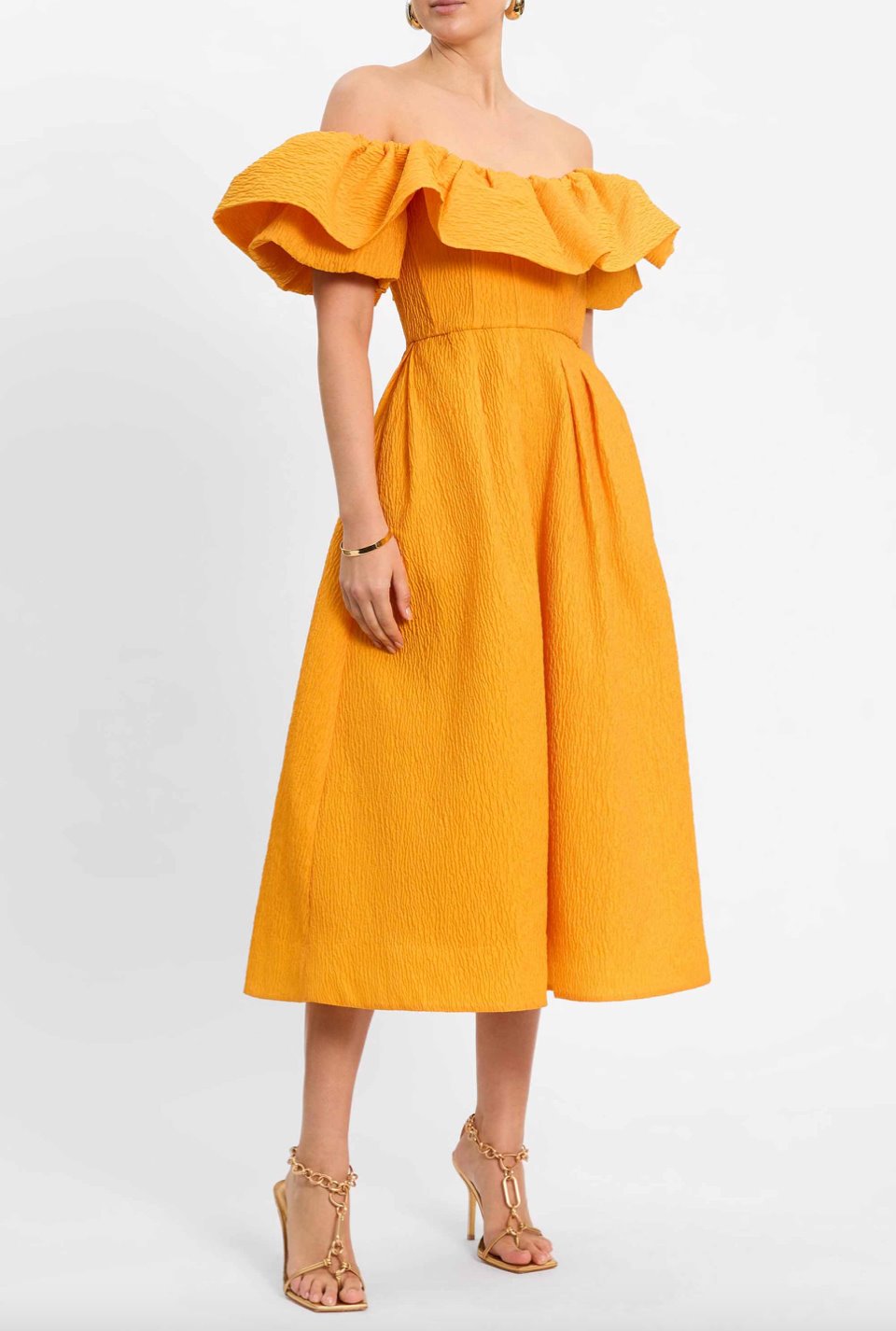 Rebecca Vallance Aurora Off Shoulder Midi Dress 