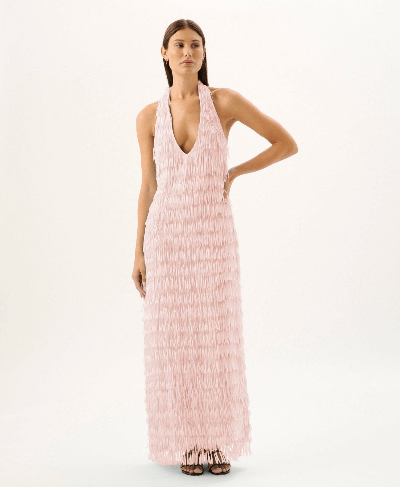 Roame Ischia Fringe Dress Pink Dress 
