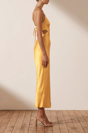 Shona Joy Alma Backless Midi Dress Saffron 