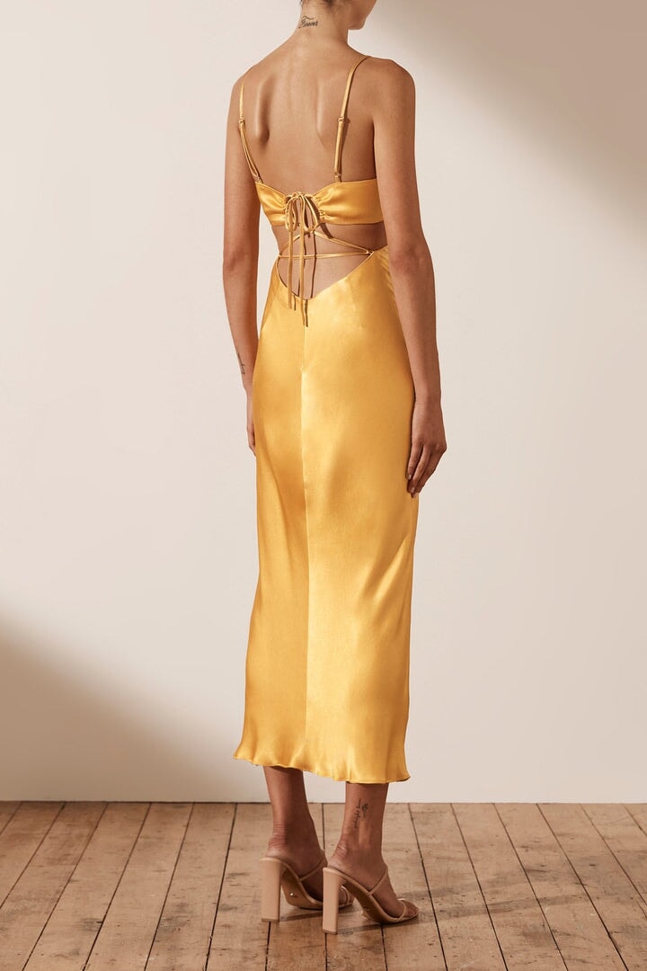 Alma Backless Midi Dress Saffron Eastend Wardrobe Alma Backless Midi Dress Saffron Eastend Wardrobe
