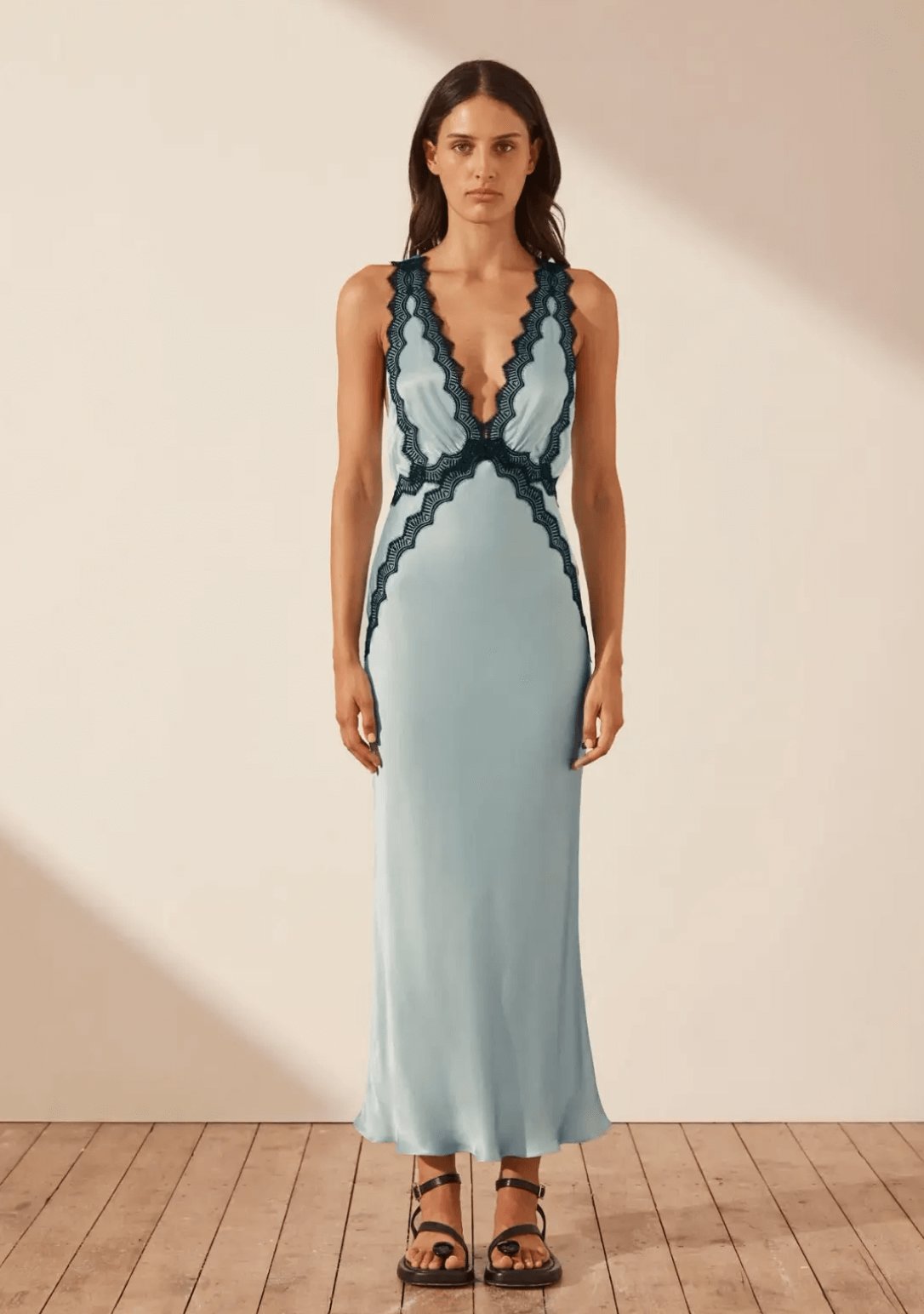 Shona Joy Camille Lace Cross Back Midi Dress Dress 