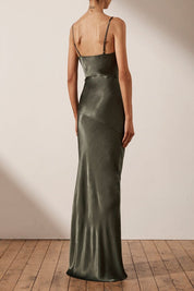 Shona Joy La Lune Bias Cowl Maxi Dress Olive 