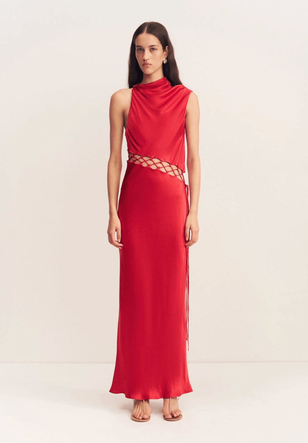 Shona Joy Tatum Cowl Lace Up Maxi Dress Dress 
