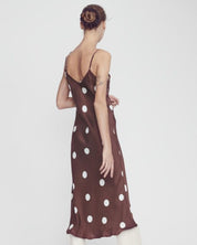 Silk Laundry 90's Slip Dress Chocolate Polkadot 