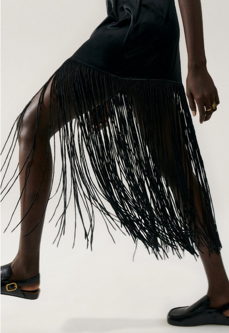 Silk Laundry Fringe Dress Black Dress 