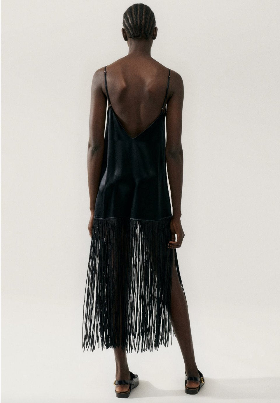 Silk Laundry Fringe Dress Black Dress 